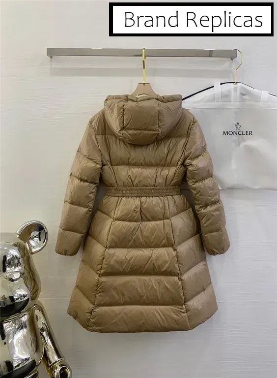 Moncler waist hooded long down jacket